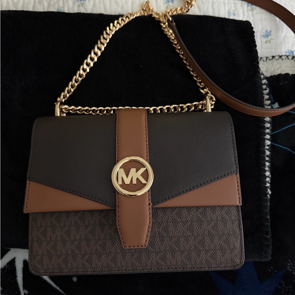 Michael Kors Greenwich Small Color-Block Signature Logo Crossbody Bag